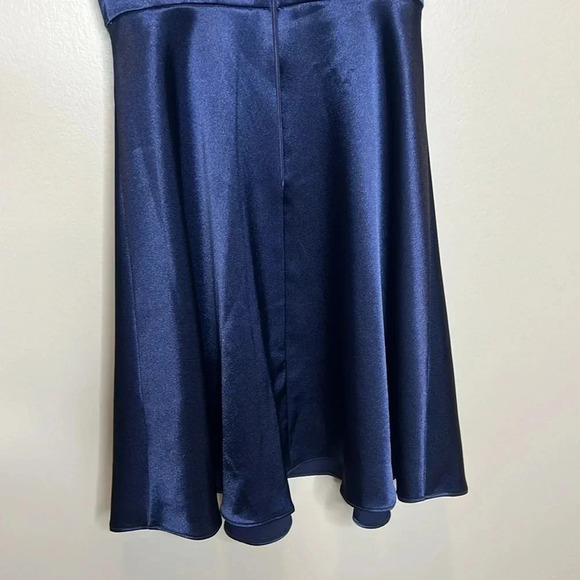 I.N. San Francisco Navy Blue Scalloped Cocktail Mini Dress Metallic Wedding - Picture 7 of 10